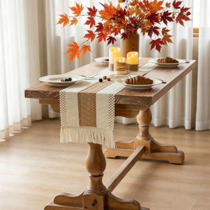 Keketoarrange Boho Macrame Table Runner 12x72 Inch - color: Beige Brown, size: 72"L