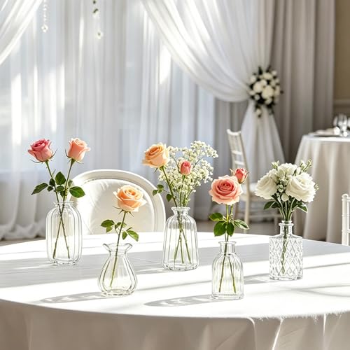 KJHL 5 Pcs Small Glass Bud Vases, Mini Flower Vases for Wedding Centerpiece - size: 5 Pcs