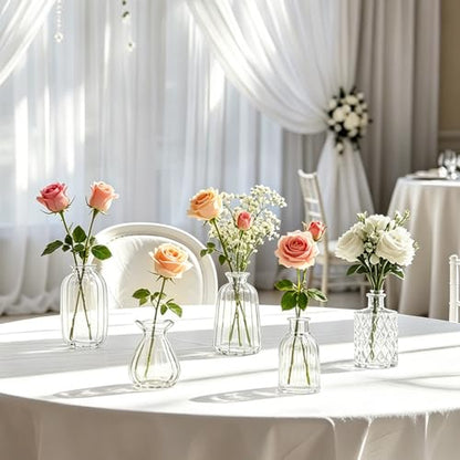 KJHL 5 Pcs Small Glass Bud Vases, Mini Flower Vases for Wedding Centerpiece - size: 5 Pcs