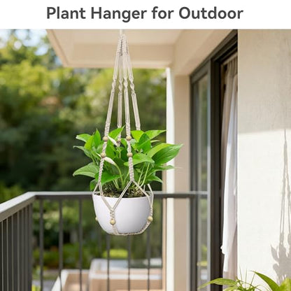 USLAI Macrame Plant Hanger, for Up to 15 Inch Pots, 35 Inch, Ivory, 2 Pack - color: 35+35 Inch - Ivory