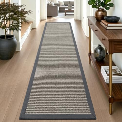 DEXI Jute Runner Rug 2'8''x12', Rug Runners for Hallways, Natural/Grey - color: Natural/Grey, size: 2'8" x 12' (Runner)