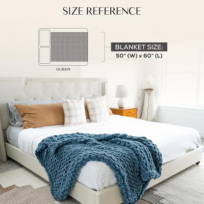 SAMIAH LUXE Chunky Knit Throw Blanket 50x60 in, 6 lb Oceanside Blue - color: Oceanside, size: 50x60in