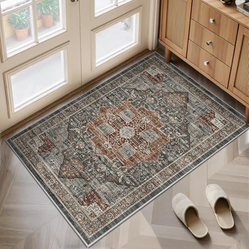 Roxstand 2x3 Washable Entryway Area Rug, Grey/Brown/Tan - color: Grey/Brown/Tan, size: 2'x3'(Runner)