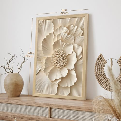 Hianan Wood Framed Neutral Beige Botanical Wall Art Set of 3, 12x16 in - color: Beige(Wood), size: 16"L x 12"W