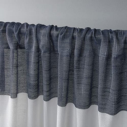 EXCLUSIVE HOME Darma Sheer Linen Rod Pocket Curtain Panel Pair, 50"x84", Indigo - color: Indigo, size: 50"W x 84"L (Pack of 2)