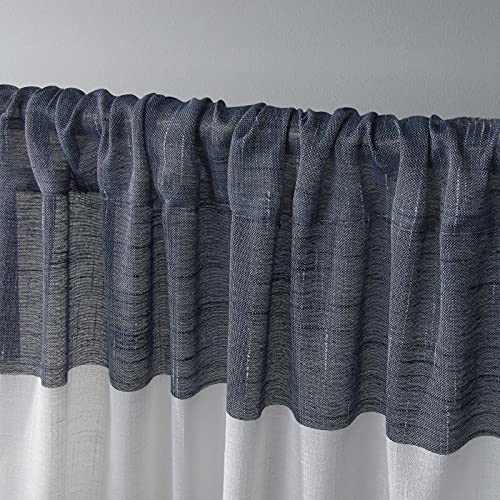 Exclusive Home Curtains - EH8036-05 2-108R Darma Sheer Linen Rod Pocket Curtain Panel Pair, 50x108, Indigo, 2 Piece - color: Indigo, size: 50"W x 108"L (Pack of 2)