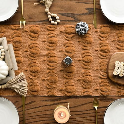 Artoid Mode Caramel Soft Faux Fur Pumpkins Fall Table Runner 13x60 Inch - color: Caramel, size: 13" x 60", Table Runner