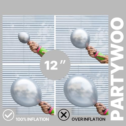 PartyWoo Black and Silver Balloons 66pcs 12 Inch Black Silver Balloons - color: Black-3323