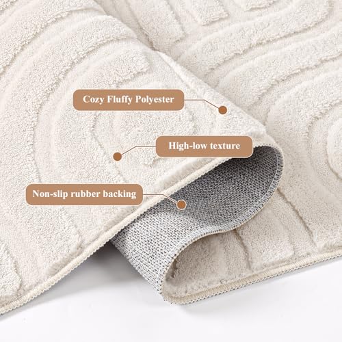 SHACOS 6x9 Soft Area Rugs Fluffy Carpet for Bedroom Living Room Beige - size: 6×9