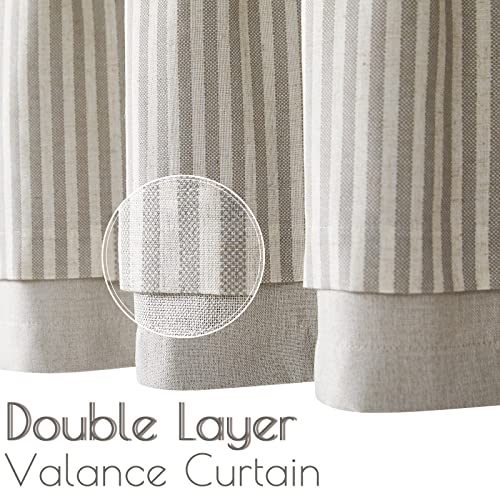 jinchan Stripe Linen Kitchen Valance Curtain, 50x16, 1 Panel, Taupe Grey - color: Boxter Striped | Taupe on Linen, size: 50"W x 16"L (Pack of 1)