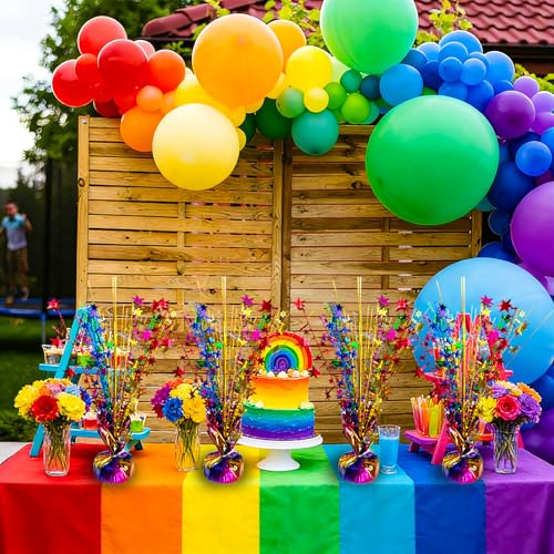 FUBININA Birthday Table Centerpiece Party Decoration Colorful Foil Tabletop