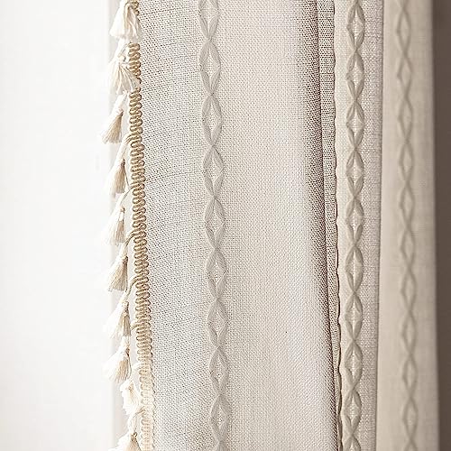 Deeprove White Boho Curtains 90 inches Length for Living Room Bedroom Nursery, Vintage Bohemian 90 inches Long Embroidery Farmhouse Light Filter Country Tassel Window Treatments, W52 x L90, 1 Panel - color: White, size: 52"W x 90"L (Pack of 1)