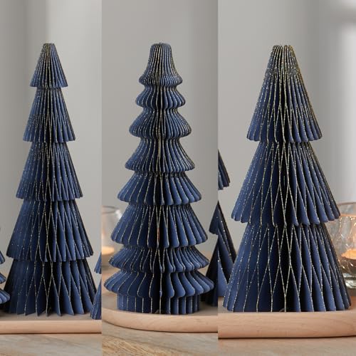 Set of 3 Blue Holiday Honeycomb Paper (Medium Set 3 Blue) - color: Medium Set 3 Navy