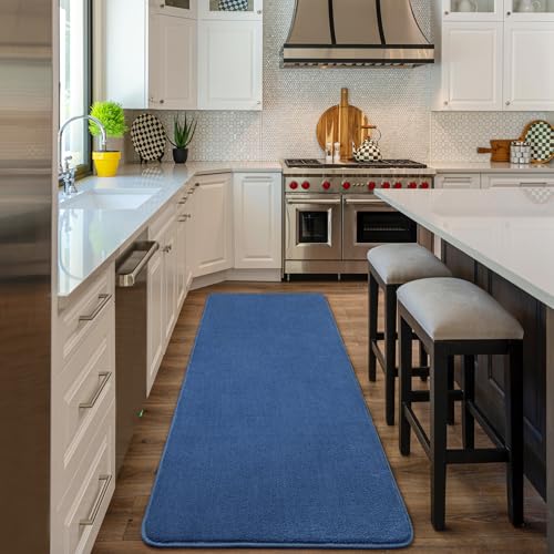 Amearea Modern Soft Hallway Runner Rug, 2x6 Feet Blue Washable Runner Rugs - color: Blue, size: 2' x 6' (Runner)