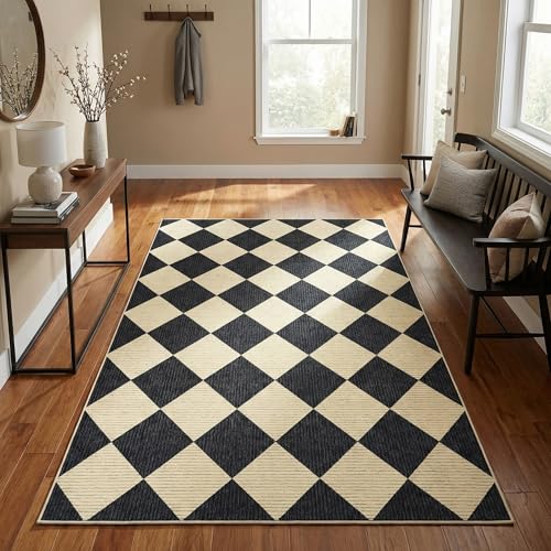 GarveeHome 3x5 Checkered Area Rug Non Slip Washable Entryway Bedroom Rug - color: Dark/Coffee, size: 3' x 5' (Rectangular)