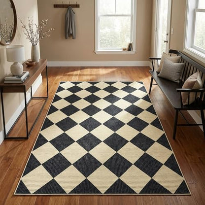 GarveeHome 3x5 Checkered Area Rug Non Slip Washable Entryway Bedroom Rug - color: Dark/Coffee, size: 3' x 5' (Rectangular)