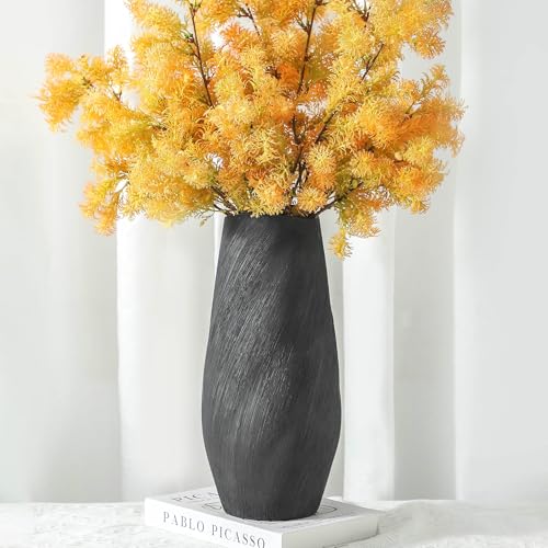 ALMA 14" Tall Black Ceramic Vase, Modern Flower Vase for New Home Decor - color: Tapered-black