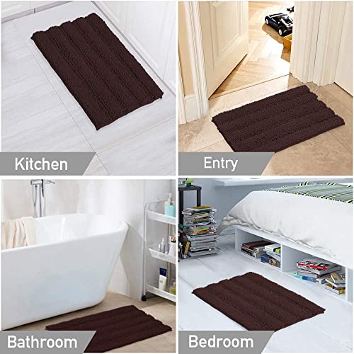 Turquoize Small Bathroom Rug 17x24, Soft Absorbent Chenille Bath Rug, Brown - color: Chocolate, size: 17" x 24"