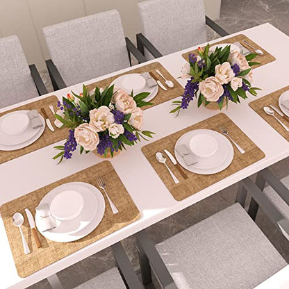 Maxpearl Faux Leather Placemats Set of 6, Easy to Clean, Brown - color: Light Brown