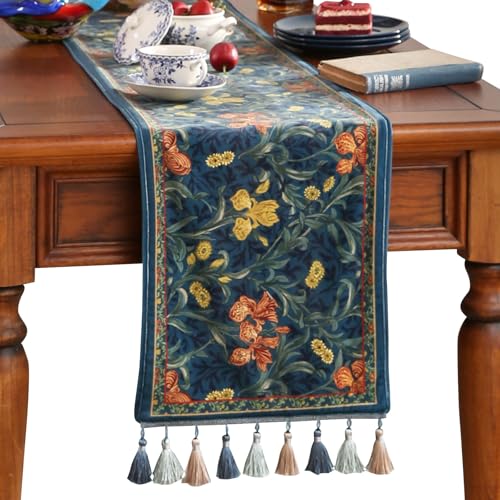 Patdrea Designer Vintage French Velvet Table Runner,12"X87"-Herbert C - color: Herbert C Velvet, size: 12"*87"