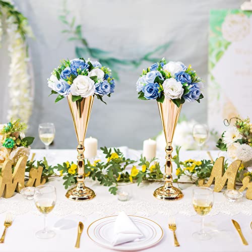 Flower Centerpieces Wedding Tables: Dusty Blue & White, 2 Packs - color: Dusty Blue & White