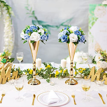 Flower Centerpieces Wedding Tables: Dusty Blue & White, 2 Packs - color: Dusty Blue & White