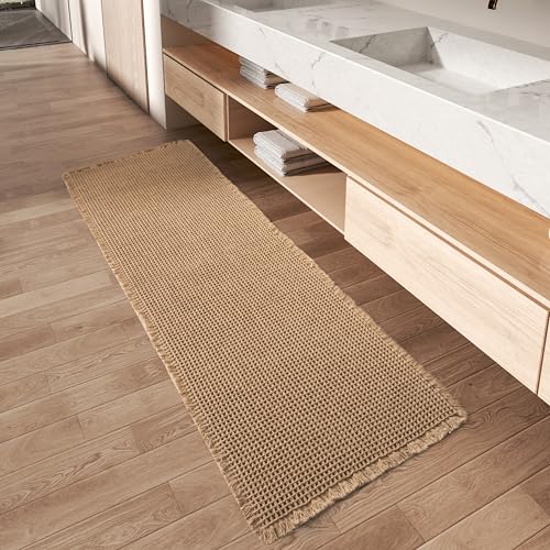 Upgraded Waffle Bath Mat Runner Absorbent Non Slip Bathroom Mat, 2' x 6' - color: Brown, size: 2' x 6'