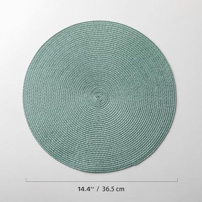 Baroyal Round Placemats Set of 8 Plastic Woven Placemats Washable Wipeable Table Mats for Dining Table Heat Resistant Non-Slip Circle Place Mats (Dusk Green) - color: Dusk Green
