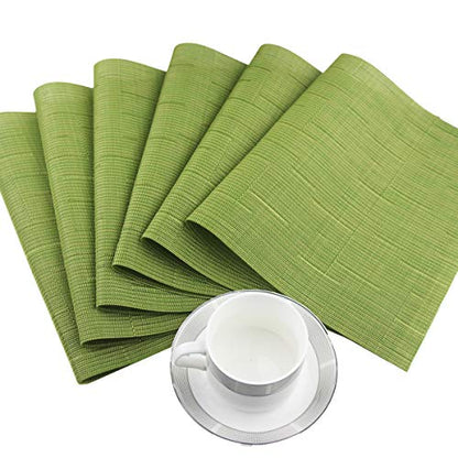 PIGCHCY Plastic Placemats,Durable Heat Resistant Placemats for Dining Table,Washable Woven Vinyl Kitchen Placemats Set of 4 (18 x 12 inches,Sage Green) - color: C: Green Sage, size: 4 Placemats