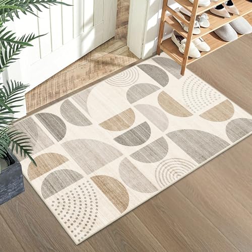 MUJOO Boho Small Rug Washable,2x3 Area Rugs Non Slip Modern Abstract - color: Beige and Cream, size: 2' x 3' (Rectangular)
