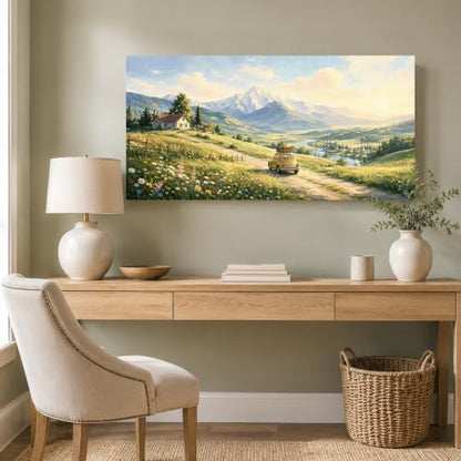 Enartly Sunset Road Journey Canvas Wall Art for Living Room 40" x20 - color: Yellow Road, size: 40"L x 20"W