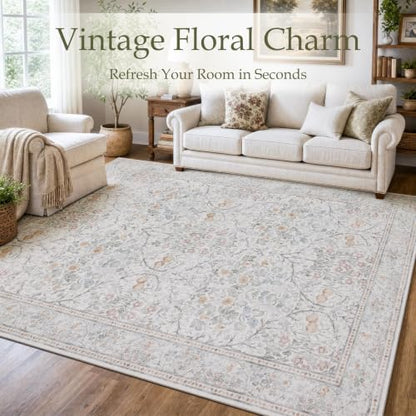 JOLLYVOGUE 5x7 Area Rugs for Living Room, Washable Rug, Beige - color: Beige, size: 5' x 7' (Rectangular)