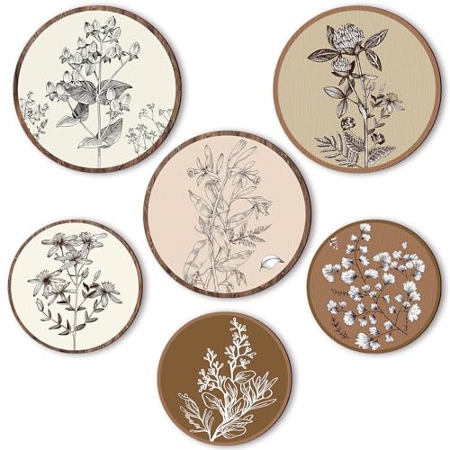 Barydat 6 Pcs Boho Wooden Plant Wall Art Decor,Vivid Round,8 Inch, 10 Inch - color: Vivid Round