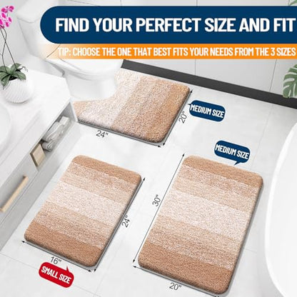 OLANLY Small Bathroom Rugs 24x16, Extra Soft Absorbent Microfiber Bath Rugs - color: Beige, size: 24" X 16"