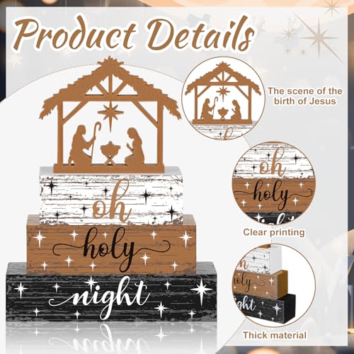 Geelin 4 Pcs Christmas Nativity Scene Table Wooden Decorations - style: Jesus