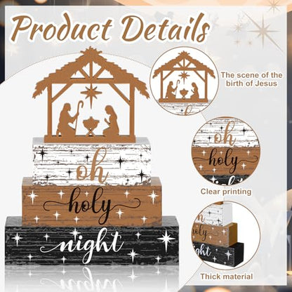 Geelin 4 Pcs Christmas Nativity Scene Table Wooden Decorations - style: Jesus