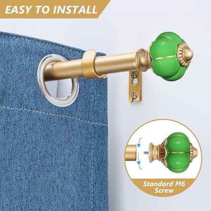 Ceramic Curtain Rods for Windows 18 to 55 Inch 1 Inch Adjustable - color: Gold Green, size: 18"-55"