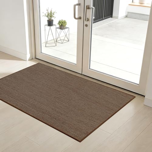 SMILOOL Front Door Mat Indoor Entrance, 32" x 48" Non-Slip Inside Door Mats for Entryway, Dirt Resistant and Absorbent Washable Doormat, Low Profile Entry Way Doormats for Patio, Porch, Dark Brown - color: Dark Brown, size: 32x48 inch