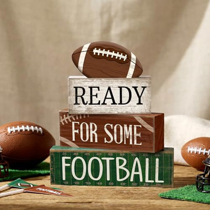 Yuntau 4 Pcs Fall Football Decorations for Home Farmhouse Tiered Tray Decor - style: Classic Football