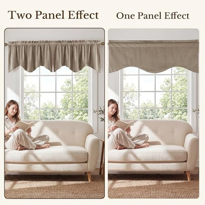 StangH Camel Beige Scalloped Valance Curtains 52x18 Inch, 1 Panel - color: Camel Beige, size: 52"W x 18"L (Pack of 1)