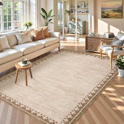 GarveeHome Living Room Rug 4x6 Washable Cross Bordered Soft Throw Carpet - color: Beige, size: 4' x 6' (Rectangular)