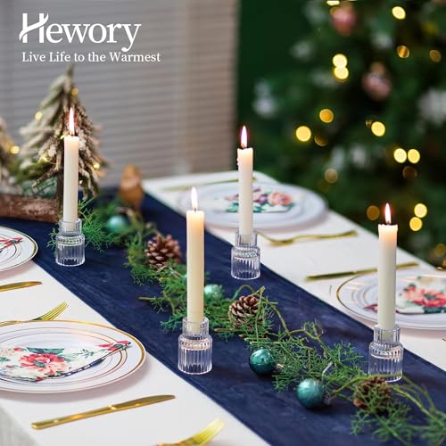 Hewory Taper Candle Holders Bulk, 2PCS Clear Glass Candlestick Holders - color: Clear, size: 2PCS
