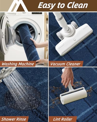 COSY HOMEER Kitchen Rugs,2 PCS Kitchen Mats Non Slip Washable,Blue - color: Blue, size: 24"x36" + 24"x60"