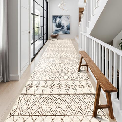 2'6"x14' Hallway Runner Rug Washable: Modern Non Slip Runner Rugs Beige - color: Geo Beige, size: 2'6" x 14' (Rectangular)