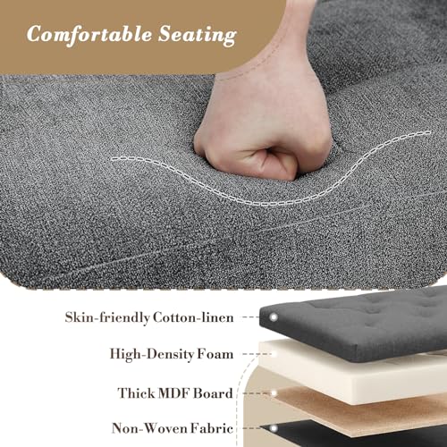 Athena Collection 15" Storage Ottoman Bench Folding Bench with 40L Hidden Storage, Small Cube Ottoman Linen Foot Rest Stool Chest with Flipping Lid for Living Room, Bedroom, Entryway, Dark Gray - color: Dark Gray, style: 15" Linen