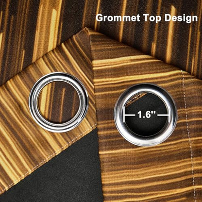 Black and Gold Blackout Curtains for Bedroom, Ombre Abstract Black Out Curtains 84 Inch Long, Thermal Insulated Blackout Drapes with Grommet Top, 52W x 84L, 2 Panels - color: 04 Gold and Black, size: 52"W x 84"L (Pack of 2)