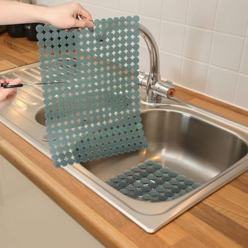 Kitchen Sink Mat for Stainless Steel/Ceramic Sinks,2 Pack with Scissors - color: Green