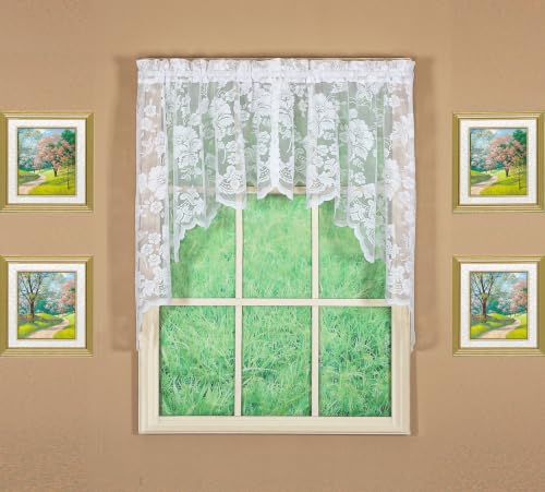 Today's Curtain Floral Vine Lace Swag 38", White, 60W x 38L - color: White, size: 60"W x 38"L (Pack of 1)