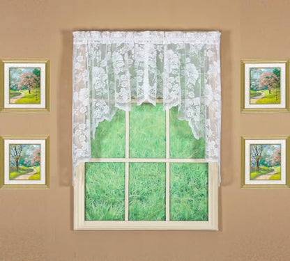 Today's Curtain Floral Vine Lace Swag 38", White, 60W x 38L - color: White, size: 60"W x 38"L (Pack of 1)