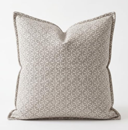 SanVia Designer Cotton Throw Pillow Covers 20x20 for Nooks, Beds & Sofas - color: Taupe Geo, size: 20" x 20" (Pack of 1)